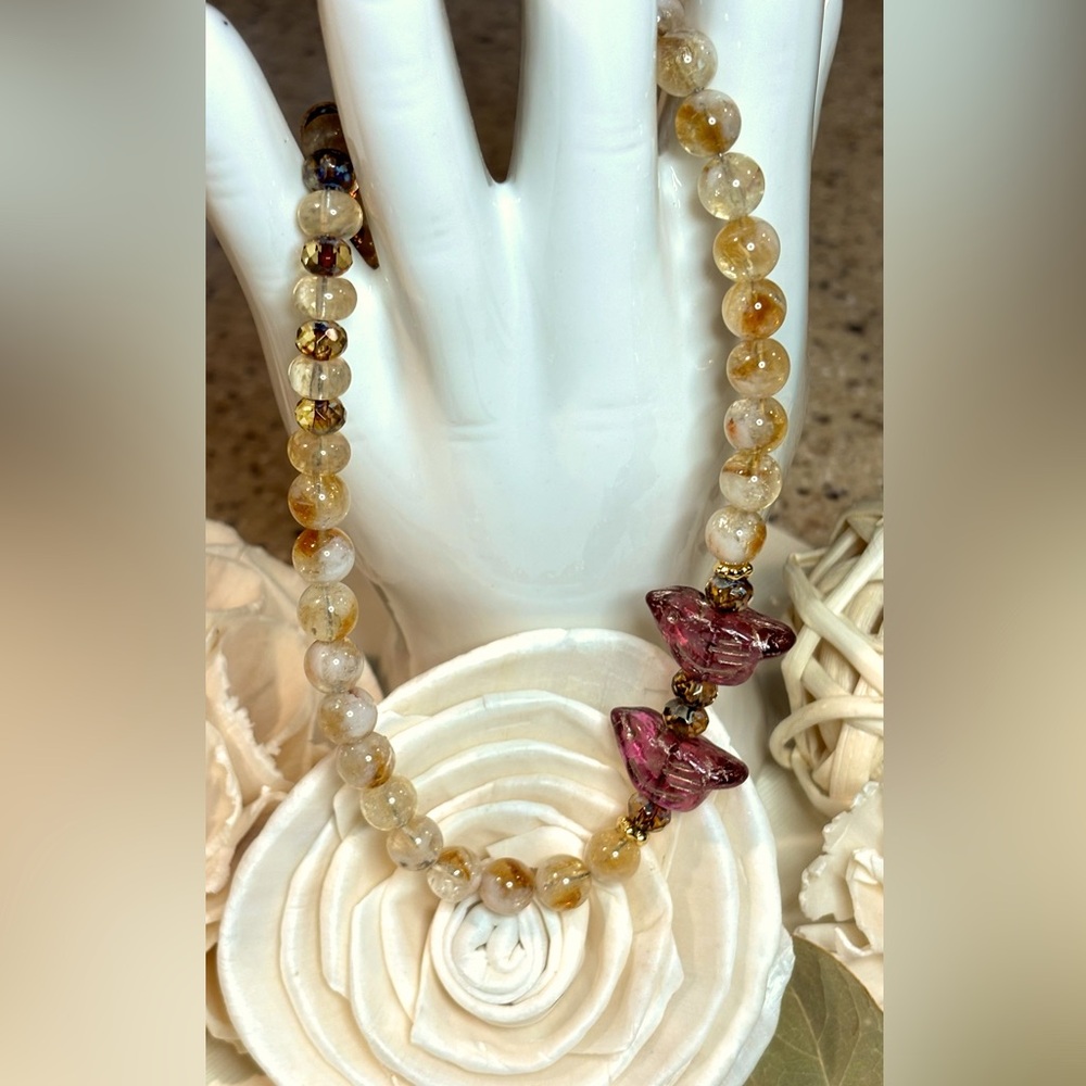 🌺Citrine and Czech Glass Necklace.🌺